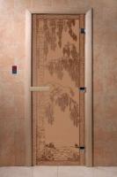 Дверь "Березка" (бронза матовое) 190х70, 8 мм, 3 петли, коробка ольха