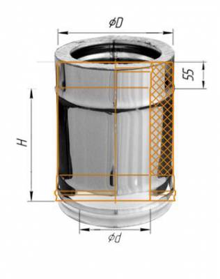 Дымоход Феррум утепленный нержавеющий (430/0,5мм)/зеркальный нержавеющий ф115/200 L=0,25м по воде